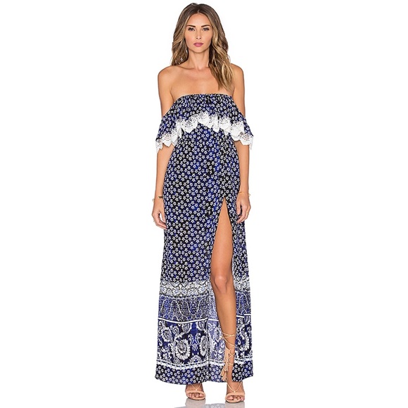 Lovers + Friends Dresses & Skirts - Lovers & Friends Anemone Off Shoulder Maxi Blue